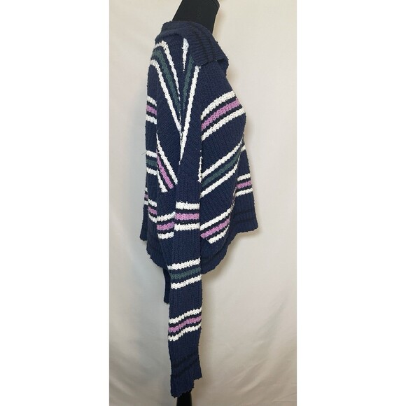 Free People Kennedy Pullover Sweater Midnight Sail Combo‎ Women's SMALL - Picture 4 of 11